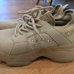 Steve Madden Tan Sneakers with Rhinestones